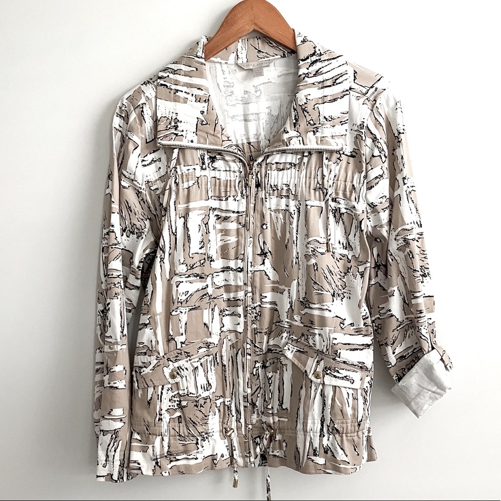 Laura Ashley Tan Bomber Jacket size Large